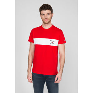 Tommy Hilfiger pánské červené tričko Chest - L (XNL)
